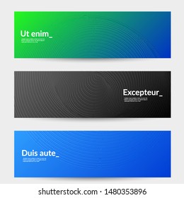 Banner templates with bright gradient background and embossed shapes. Abstract modern minimal design