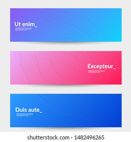 Banner templates with bright gradient background and embossed shapes. Abstract modern minimal design