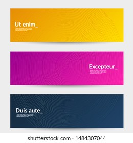 Banner templates with bright gradient background and embossed shapes. Abstract modern minimal design