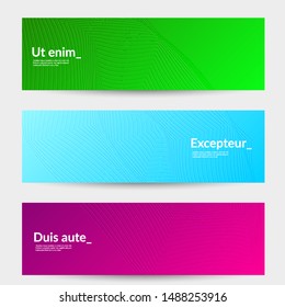 Banner templates with bright gradient background and embossed shapes. Abstract modern minimal design