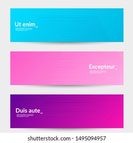 Banner templates with bright gradient background and embossed shapes. Abstract modern minimal design