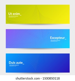 Banner templates with bright gradient background and embossed shapes. Abstract modern minimal design