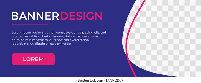 Bannervorlagen Design , Webbanner oder Werbebanner mit Fotomotiv für Social-Media-Cover, Webseiten . kreative, moderne Bannerdesign-Vorlagen mit violetter Farbe. Vektorgrafik