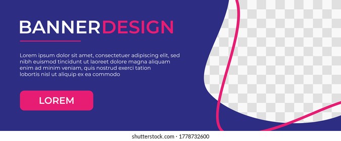 Bannervorlagen Design , Webbanner oder Werbebanner mit Fotomotiv für Social-Media-Cover, Webseiten . kreative, moderne Bannerdesign-Vorlagen mit violetter Farbe. Vektorgrafik