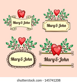 Banner templates, elements. Elements of design for wedding. Valentine's Day