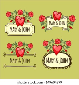 Banner templates, elements. Elements of design for wedding. Valentine's Day