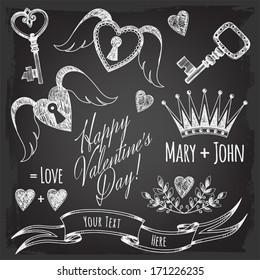 Banner templates, elements. Elements of design for wedding. Valentine's Day