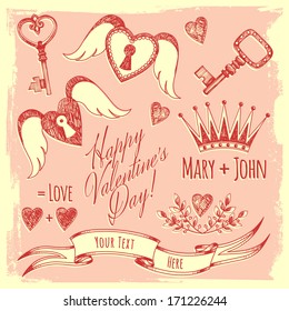 Banner templates, elements. Elements of design for wedding. Valentine's Day