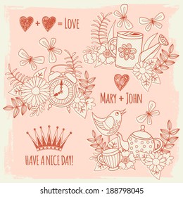 Banner templates, elements. Elements of design for wedding. Valentine's Day