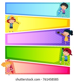 Banner templates with happy kids illustration
