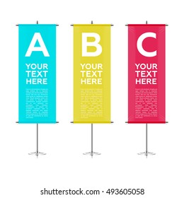 banner templates isolated on white background. mock up of realistic trade exhibition stand displays. 