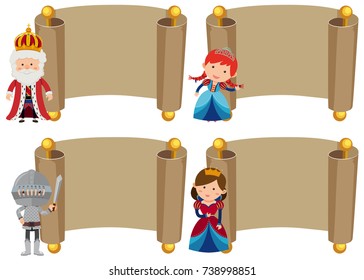 Banner templates with knight and princess illustration