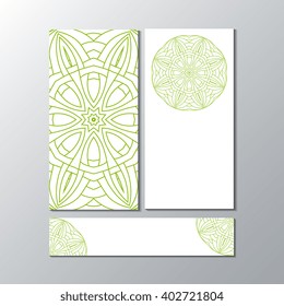 Banner templates with mandala pattern. Design for flyer, banner, invitation, greeting card. Ornament flyer