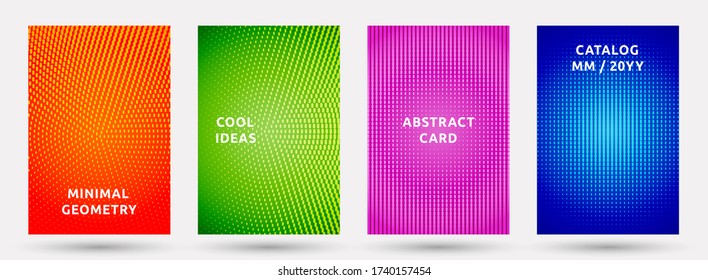 Banner Templates Vektorauflistung. Cool halftone Broschüren deckt. Punkte halbieren Texturtitel Seiten geometrisches Design. Gradient Hintergründe decken Seitenlayouts ab. Geräumige Punkte Textur-Backdrops.