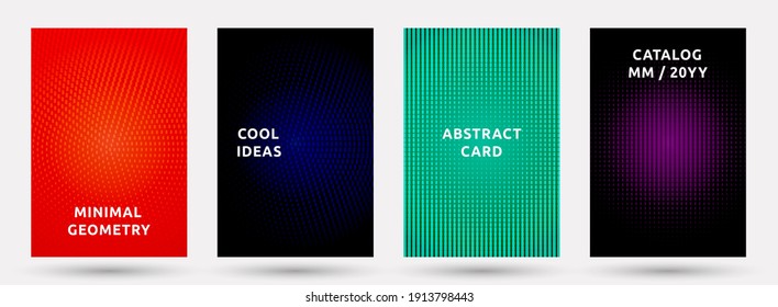 Colección vectorial de plantillas de pancartas. Fundas modernas de patrón de medio tono. Páginas de título de textura a medio tono de ruido diseño geométrico. Los diseños de página de los fondos de degradado. Composición de textura de puntos nise.