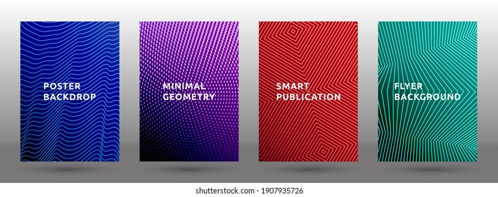 Banner templates vector collection. Trendy halftone pattern covers. Front pages with halftone texture geometric design. Gradient business cover page layouts. Dynamic backgrounds.