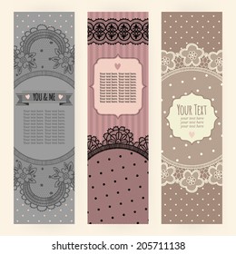 Banner templates. Vintage lace.