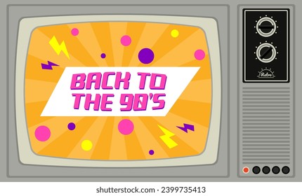 Banner mit Text BACK TO 90S und Fernseher