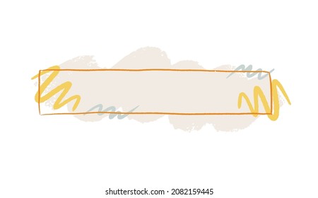 Banner for text, background with empty space. Hand drawn header, ribbon, frame. Vector design decoration.