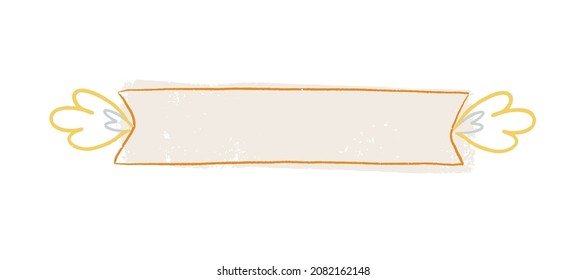 Banner for text, background with empty space. Hand drawn header, ribbon, frame. Vector design decoration.