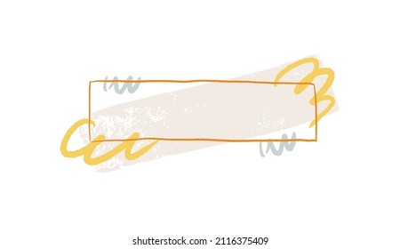 Banner for text, background with empty space and doodle elements. Hand drawn header, frame. Vector design decoration.	