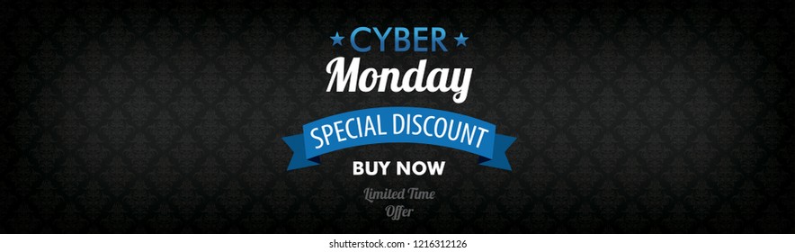 Banner with the text Cyber Monday, Special Discount. Eps 10 vector file.