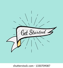 Banner with a text get started vector