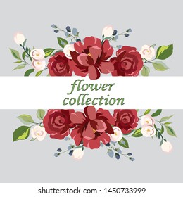 banner for text, greetings card, wedding invitation, decorated with flowers