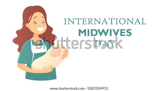 Banner Text International Midwives Day Smiling Stock Vector