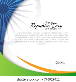 Banner with the text of the Republic Day in India on January 26 Abstract background with flowing lines of colors of the national flag of India Template invitation card postcard Element design Vector