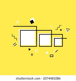 Banner für Text, Sprachblase im geometrischen Stil der Memphis, Poster, Aufkleber Konzept. Sprechblase leeren mit Wolke für Konversation, Poster, Web. Vektorgrafik
