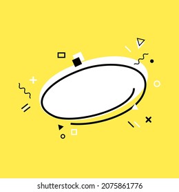 Banner for text, speech bubble in geometric memphis style, poster, sticker concept. Message speech bubble empty with cloud for conversation, poster, web. Vector illustration