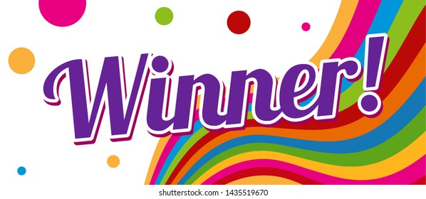 Banner with text Winner. Bright design. Vector illustration.