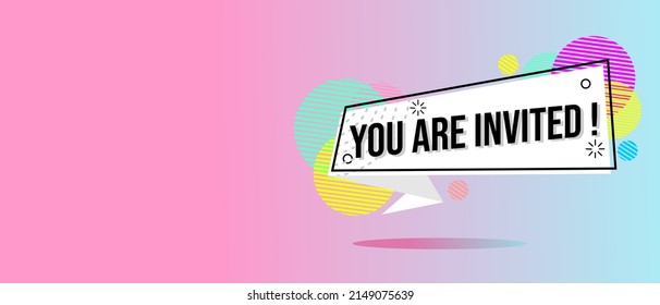 banner with text you are invited. gradient color flat design