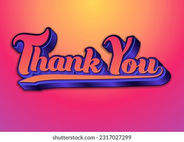 Banner thank you volume letters lettering. Colorful design. Vector illustration.