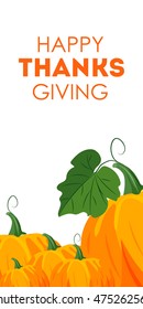 Banner for thanksgiving day with orange pumpkins. Vector illustration