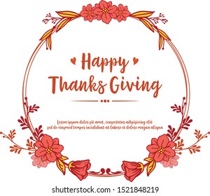 Banner thanksgiving, with drawing of leaf floral frame. Vector