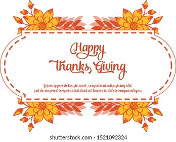 Banner of thanksgiving, with elegant autumn flower frame. Vector