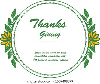 Banner of thanksgiving, nature orange flower frame isolated on white background. Vector