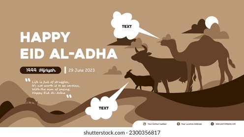 a banner that reads happy Eid al-Adha is brown
, the text can be changed according to the user's wishes