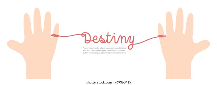 Banner thread red destiny on white background illustration vector. Love concept.