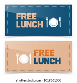 Banner Or Ticket Design With Free Lunch Icon. Vector Illustration