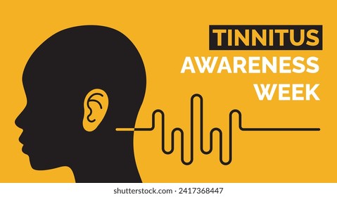 Banner for Tinnitus Awareness Week with silhouette of human head