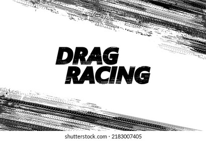 Banner with tire marks and dirt. Drag racing, drift, rally, motocross, off-road and other. Isolated tire marks on white background. Banner template with car texture tread. Vector background template
