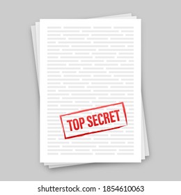 Banner with top secret for paper design. Document icon. Vector stock illustration.