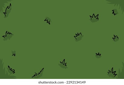 Banner in top view of green field with grass in cartoon style.