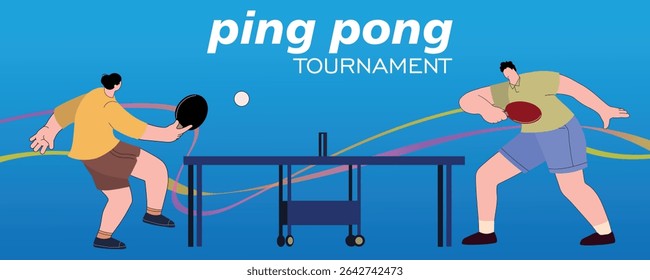 Banner tournament table tennis, game of champions, competition. Sports club ping pong, training, activity, racket sport, tennis table, two players