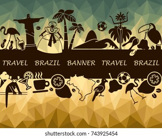 Banner with traditional symbols of culture and the nature of Brazil