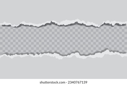 Banner with a transparent background and open torn paper ,hole torn in paper with shadow isolated 