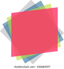 banner  transparent sheets. poster squares abstract. 4 colors: red, green, blue, grey. vector illustration.